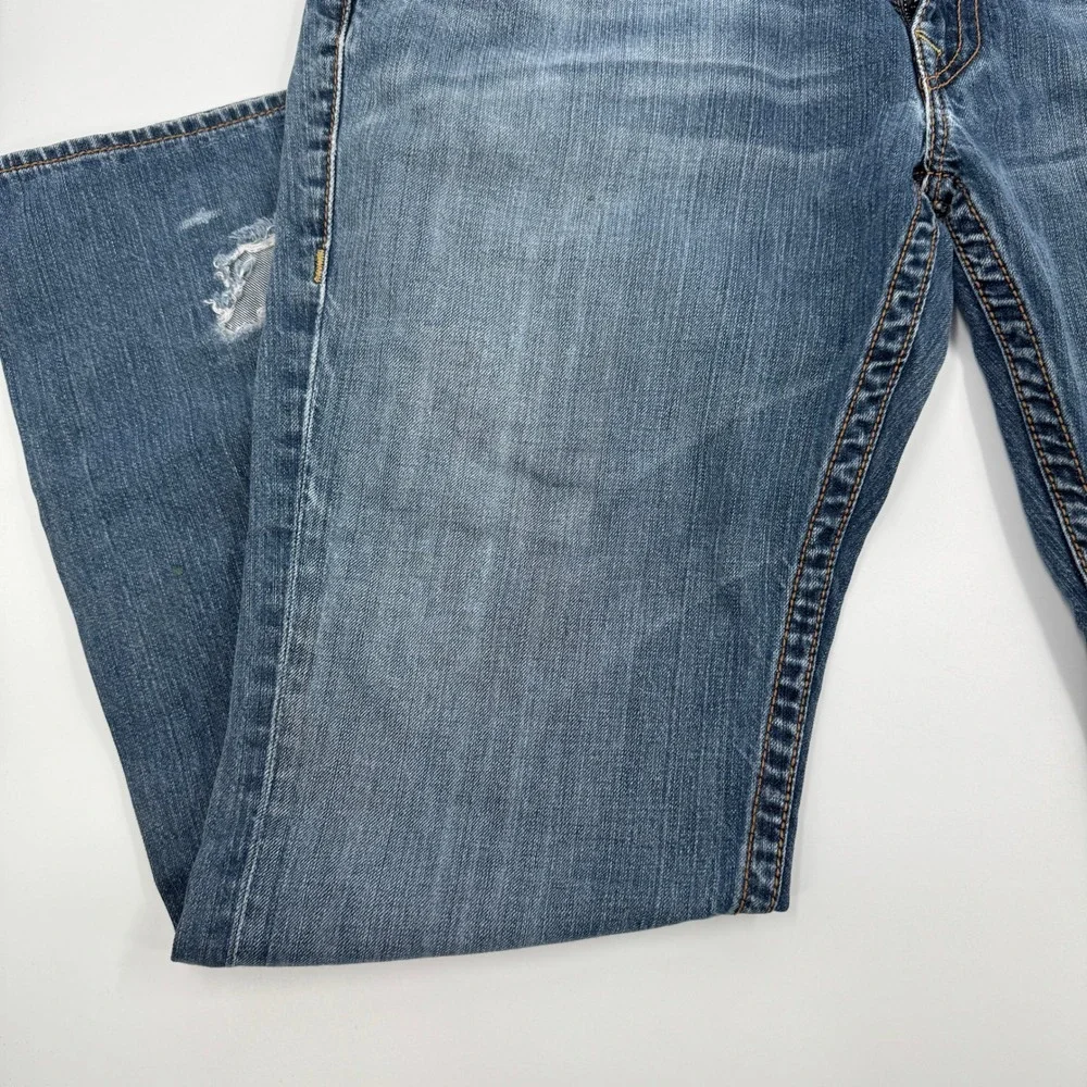 True Religion Straight Leg Jeans Mens 42 Blue Contrast Thick Stitch Made‎ in USA